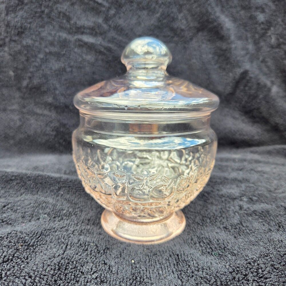 Studio Nova Japan Pink Glass Candy Dish with Lid Fruit Basket Trinket Bowl Jar
